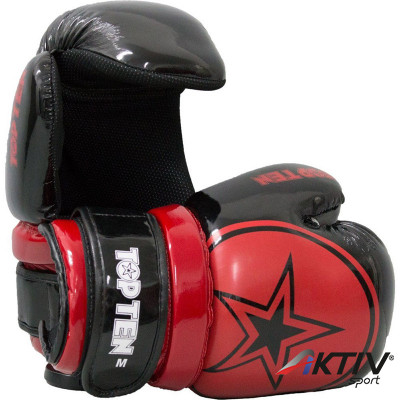 Semi-contact kesztyű Top Ten Glossy Block Star WAKO fekete-piros