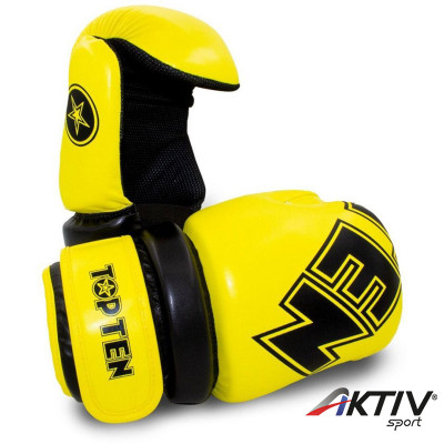 Semi-contact kesztyű Top Ten Glossy Block WAKO sárga-fekete