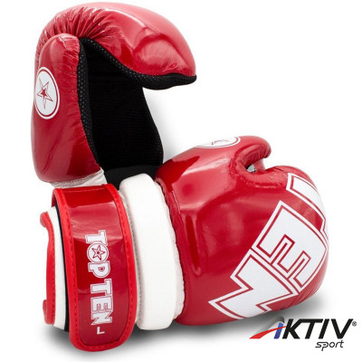 Semi-contact kesztyű Top Ten Glossy Block WAKO piros-fehér