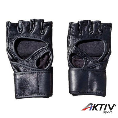 MMA kesztyű Open Saman bőr hajlított fekete