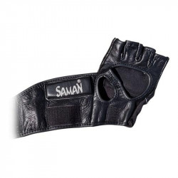 MMA kesztyű Open Saman bőr hajlított fekete