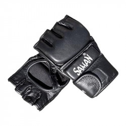 MMA kesztyű Open Saman bőr hajlított fekete