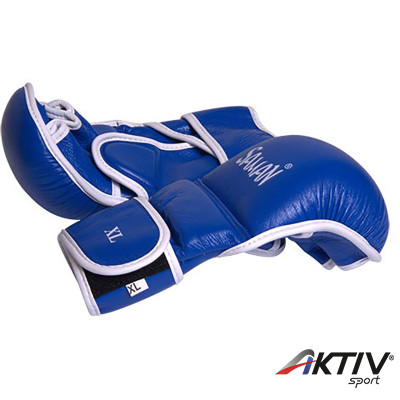 MMA kesztyű Saman Sparring bőr kék/fehér