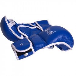 MMA kesztyű Saman Sparring bőr kék/fehér Sportszer Saman