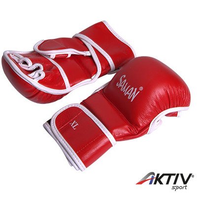 MMA kesztyű Saman Sparring bőr piros/fehér