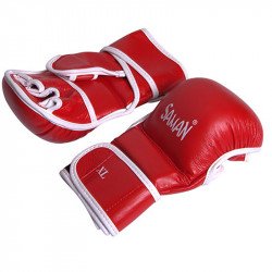 MMA kesztyű Saman Sparring bőr piros/fehér Sportszer Saman