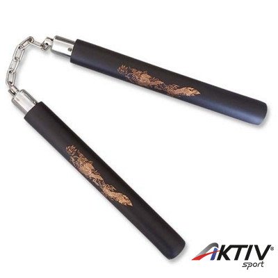 Nunchaku gyakorló, szivacs, láncos, sárkányos, fekete