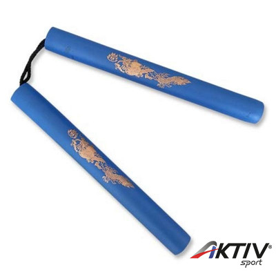 Nunchaku gyakorló, szivacs, zsinóros, sárkányos, kék