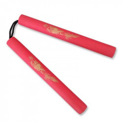 Nunchaku gyakorló, szivacs, zsinóros, sárkányos, piros Sportszer Saman