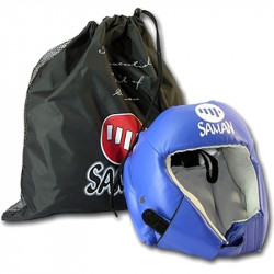 Fejvédő Saman Contest arcvédő nélküli bőr kék S Sportszer Saman