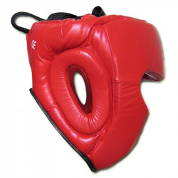 Fejvédő Saman Sparring II arcvédős bőr piros