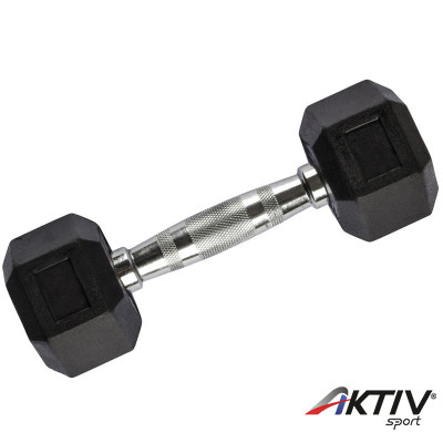 Hatszögletű gumírozott fix kézisúlyzó 9 kg