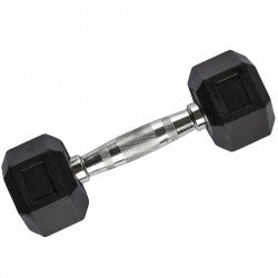 Hatszögletű gumírozott fix kézisúlyzó 9 kg Fitness Robust
