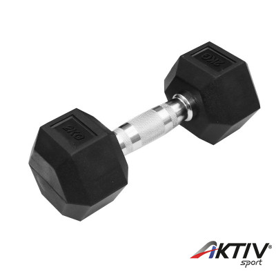 Hatszögletű gumírozott kézisúlyzó Trendy 2 kg