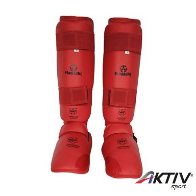 Lábfejes lábszárvédő Hayashi WKF piros