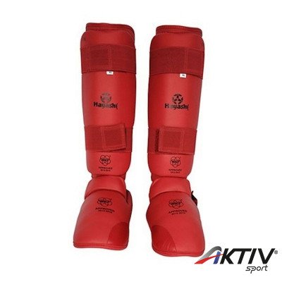 Lábfejes lábszárvédő Hayashi WKF piros