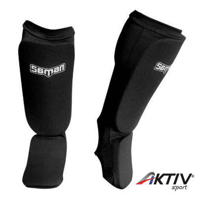 Lábfejes lábszárvédő Saman elasztikus szivacs betéttel fekete