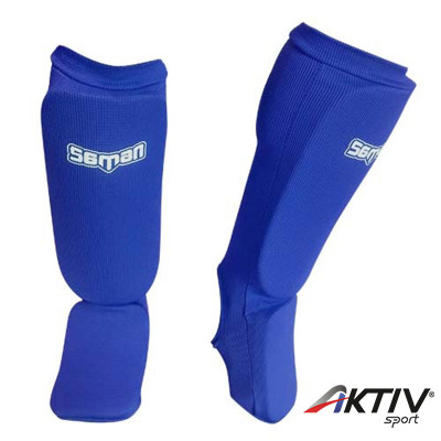 Lábfejes lábszárvédő Saman elasztikus szivacs betéttel kék M/L