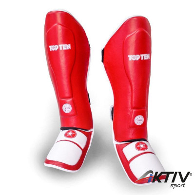 Lábfejes lábszárvédő Top Ten Lowkick WAKO Piros  XL