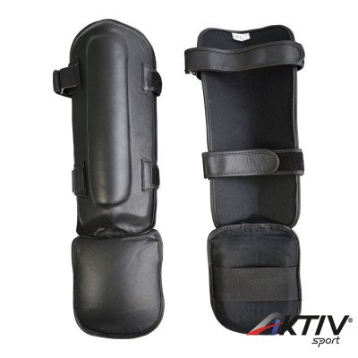 Thai box lábfejes lábszárvédő Phoenix bőr fekete XXL