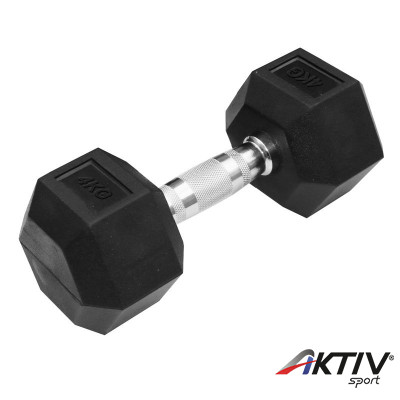 Hatszögletű gumírozott kézisúlyzó Trendy 4 kg