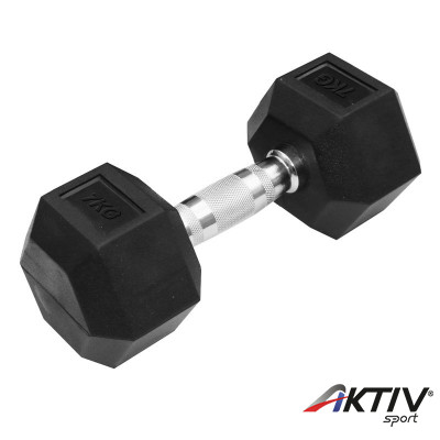 Hatszögletű gumírozott kézisúlyzó Trendy 7 kg