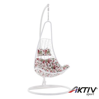 Függőfotel Kalea fehér-virág mintás