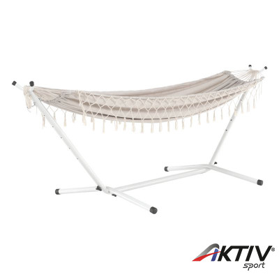 Függőágy Fantal double fehér-krémszínű rojtokkal