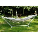 Függőágy Fantal double fehér-krémszínű rojtokkal