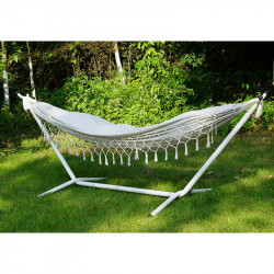 Függőágy Fantal double fehér-krémszínű rojtokkal