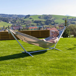 Függőágy Fantal double fehér-krémszínű rojtokkal