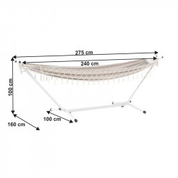 Függőágy Fantal double fehér-krémszínű rojtokkal