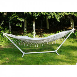 Függőágy Fantal double fehér-krémszínű rojtokkal