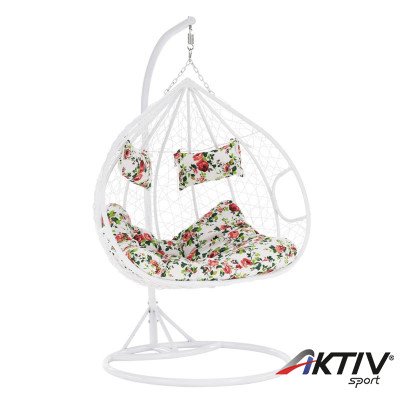 Függőfotel dupla Dalvea fehér-virág mintás