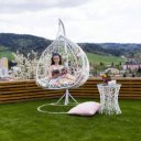 Függőfotel dupla Dalvea fehér-virág mintás