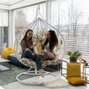 Függőfotel dupla Dalvea fehér-virág mintás