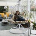 Függőfotel dupla Dalvea fehér-virág mintás