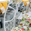 Függőfotel dupla Dalvea fehér-virág mintás