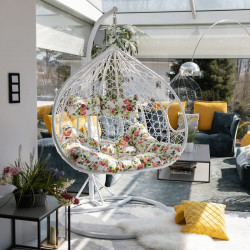 Függőfotel dupla Dalvea fehér-virág mintás