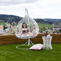 Függőfotel dupla Dalvea fehér-virág mintás