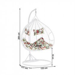 Függőfotel dupla Dalvea fehér-virág mintás