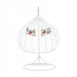 Függőfotel dupla Dalvea fehér-virág mintás