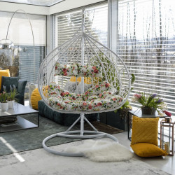 Függőfotel dupla Dalvea fehér-virág mintás