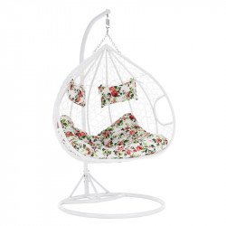 Függőfotel dupla Dalvea fehér-virág mintás Kert Tempo Kondela