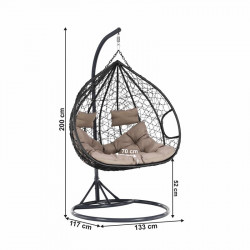 Függőfotel dupla Dalvea szürke-barna