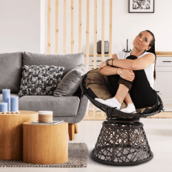 Forgófotel párnával Triss barna-fekete-bézs