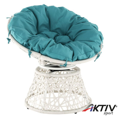 Forgófotel párnával Triss fehér-petróleumkék