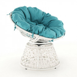 Forgófotel párnával Triss fehér-petróleumkék