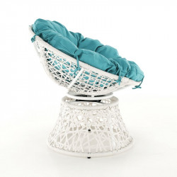 Forgófotel párnával Triss fehér-petróleumkék