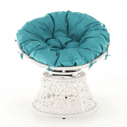 Forgófotel párnával Triss fehér-petróleumkék